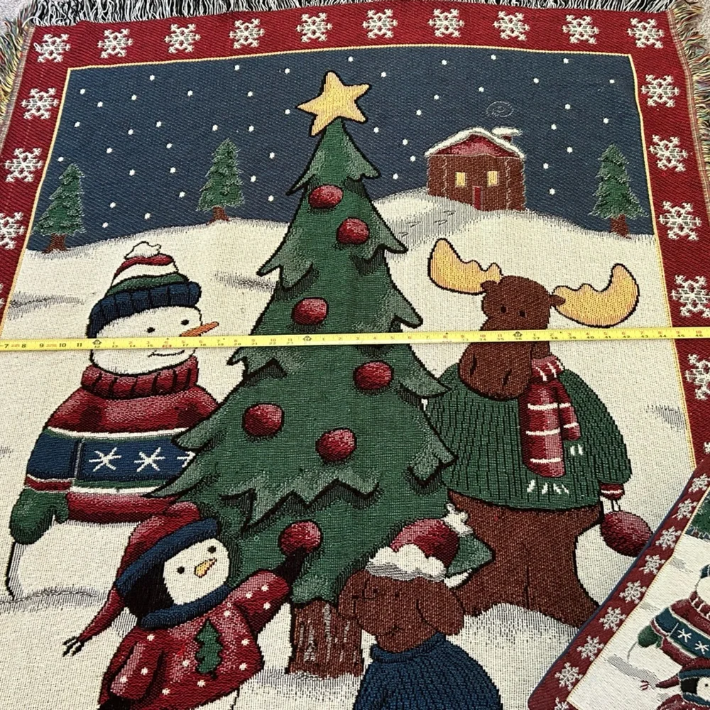 Winter Friends Matching Blanket/Tapestry Pillow Christmas Holiday Decor Flaws